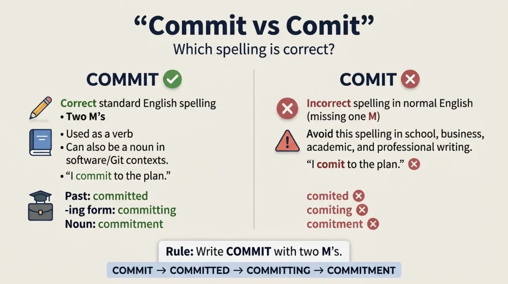 Commit vs Comit in Real English