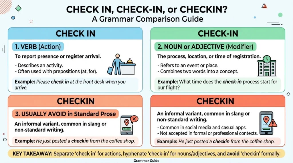 Check-In vs. Check In in Real English