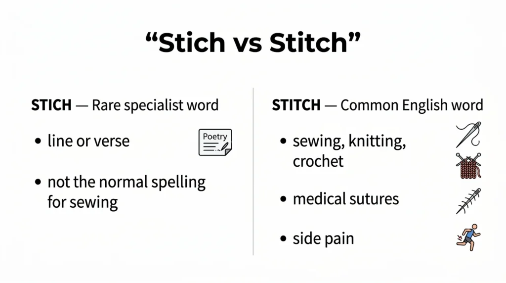 Stich vs Stitch: Incorrect and Correct Examples