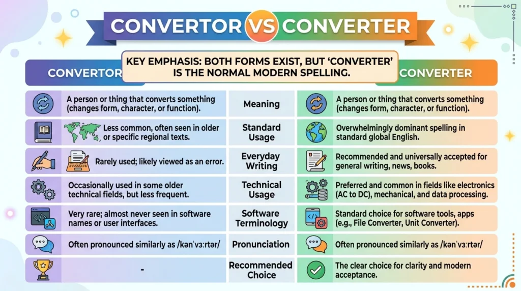 Convertor vs. Converter in Real English