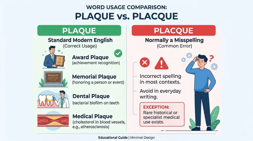 Placque vs Plaque: Incorrect and Correct Examples