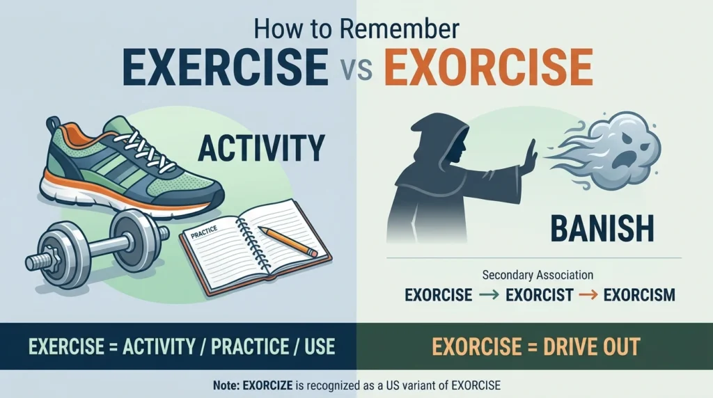 Exercise vs Exorcise: Meaning and Correct Usage.
