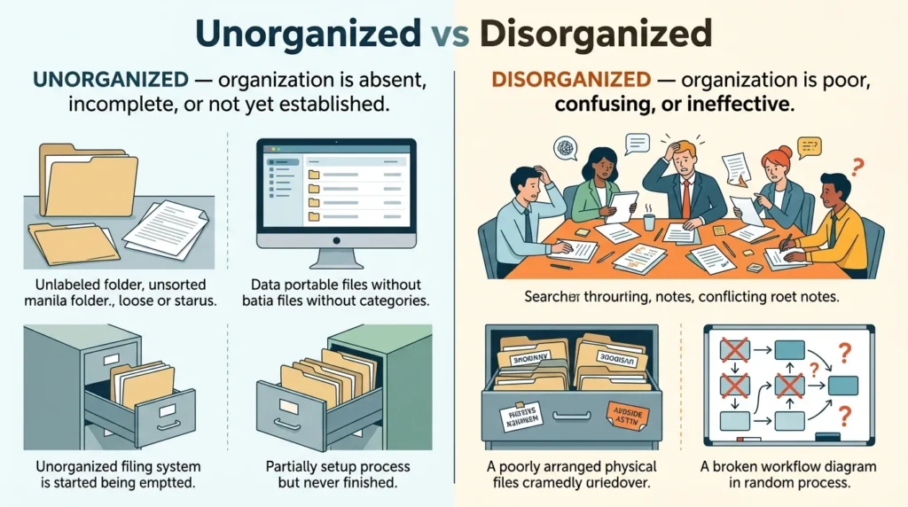 Unorganized vs Disorganized: What’s the Difference?