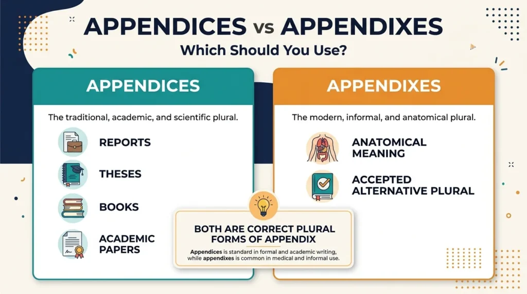 Appendices vs Appendixes