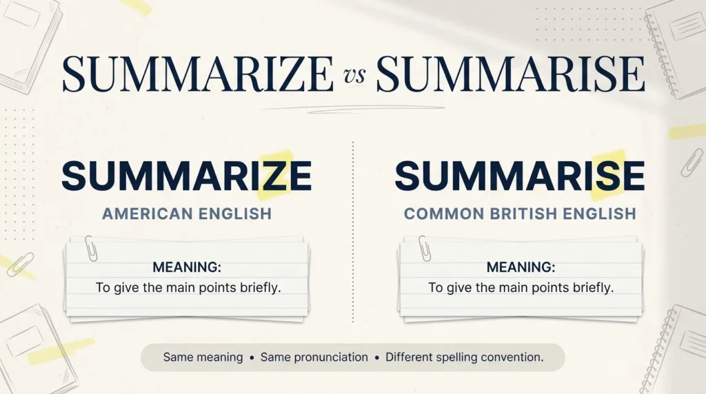 Summarize vs Summarise: Which Spelling Is Correct?