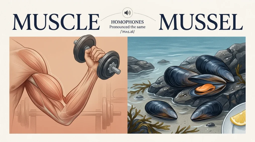 Muscle vs Mussel: Meaning, Difference & Examples.